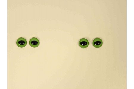 Глаза пластиковые для пришивания на петле, с кошачим зрачком, черно-зеленый, d12мм, 1пара
