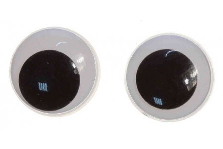 Глаза пластиковые для пришивания двигающиеся, черно-белый, d15мм, 1пара
