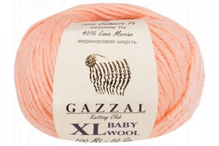 Пряжа Gazzal Baby Wool XL светлый персик (834), 40%шерсть мериноса/20%кашемирПА/40%акрил, 100м, 50г