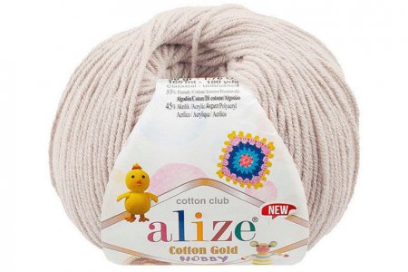 Пряжа Alize Cotton gold hobby new розовый крем (889), 55%хлопок/45%акрил, 165м, 50г