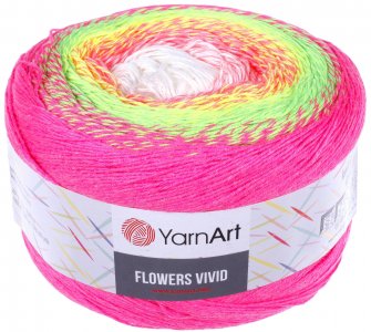 Пряжа YarnArt Flowers vivid розовый-салат-коралл (507), 55%хлопок/45%акрил, 1000м, 250г