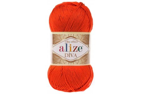 Пряжа Alize Diva оранжевый (37), 100%микрофибра,  350м, 100г