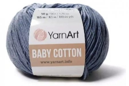 Пряжа YarnArt Baby cotton серо-голубой (453), 50%хлопок/50%акрил, 165м, 50г