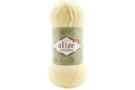 Пряжа Alize Alpaca Royal NEW кремовый (01), 55%акрил/30%шерсть/15%альпака, 250м, 100г