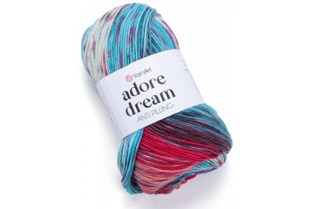 Пряжа Yarnart Adore dream коралл-бирюза-мята (1061), 100%акрил, 280м, 100г