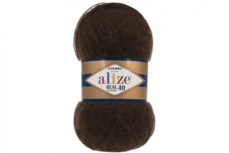 Пряжа Alize Angora Real 40 коричневый (201), 60%акрил/40%шерсть, 430м, 100г