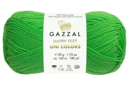 Пряжа Gazzal Happy feet Uni Colors ярко-салатовый (3570), 75%мериносовая шерсть/25%полиамид, 165м, 50г