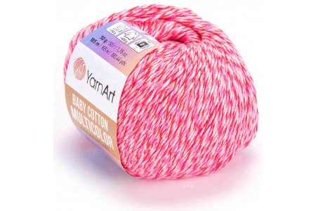 Пряжа YarnArt Baby cotton multicolor розовый-малиновый меланж (5214), 50%хлопок/50%акрил, 165м, 50г