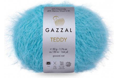 Пряжа Gazzal Teddy бирюзовый (6557), 40%мериносовая шерсть/60%полиамид, 150м, 50г