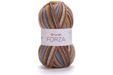 Пряжа YarnArt Forza кремовый-серый-горчица-коричневый (2504), 75%шерсть/25%полиамид, 420м, 100г