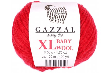 Пряжа Gazzal Baby Wool XL красный (811), 40%шерсть мериноса/20%кашемирПА/40%акрил, 100м, 50г