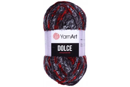 Пряжа YarnArt Dolce красный-черный-серый (806), 100%микрополиэстер, 120м, 100г