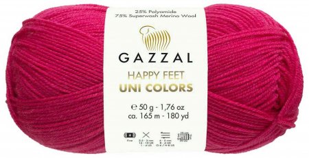 Пряжа Gazzal Happy feet Uni Colors фуксия (3573), 75%мериносовая шерсть/25%полиамид, 165м, 50г