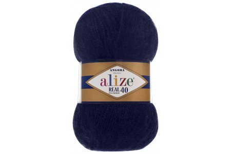 Пряжа Alize Angora Real 40 темно-синий (58), 60%акрил/40%шерсть, 430м, 100г