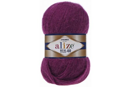 Пряжа Alize Angora Real 40 фуксия (50), 60%акрил/40%шерсть, 430м, 100г