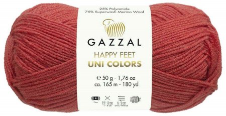 Пряжа Gazzal Happy feet Uni Colors темный коралл (3572), 75%мериносовая шерсть/25%полиамид, 165м, 50г