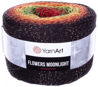 Пряжа YarnArt Flowers Moonlight черный-оранжевый-желтый-зеленый-красный (3267), 53%хлопок/43%акрил/4%металлик, 1000м, 260г