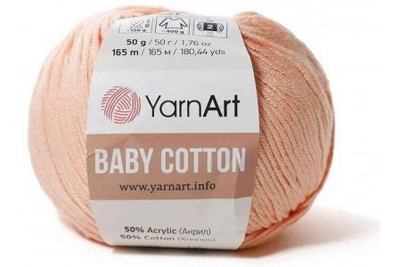 Пряжа YarnArt Baby cotton персиковый (412), 50%хлопок/50%акрил, 165м, 50г