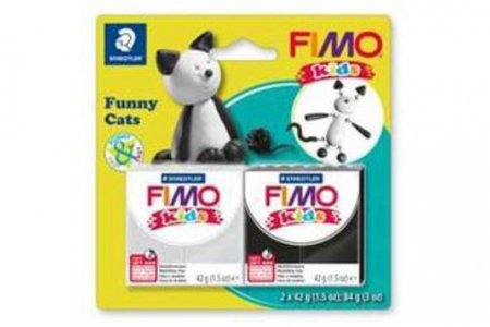 Набор полимерной глины FIMO kids kit Веселые коты, 2блока по 42г