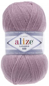 Пряжа Alize Lanagold 800 пепельно-сиреневый (505), 51%акрил/49%шерсть, 800м, 100г