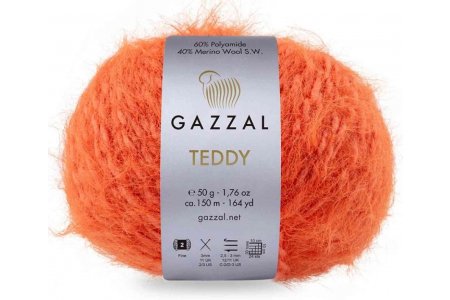 Пряжа Gazzal Teddy оранжевый (6545), 40%мериносовая шерсть/60%полиамид, 150м, 50г