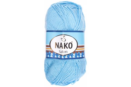 Пряжа Nako Saten голубой (214), 100%микрофибра, 115м, 50г