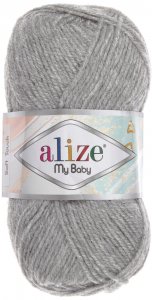 Пряжа Alize My baby серый меланж (21), 100%акрил, 150м, 50г