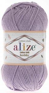 Пряжа Alize Cotton gold hobby светло-сиреневый (166), 45%акрил /55%хлопок, 165м, 50г