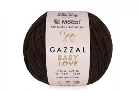 Пряжа Gazzal Baby Love темный шоколад (1635), 55%модал/45%акрил, 115м, 50г 