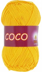 Пряжа Vita cotton Coco желтый (3863), 100%мерсеризованный хлопок, 240м, 50г