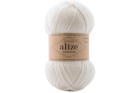 Пряжа Alize Wooltime белый (55), 75%шерсть/25%полиамид, 200м, 100г