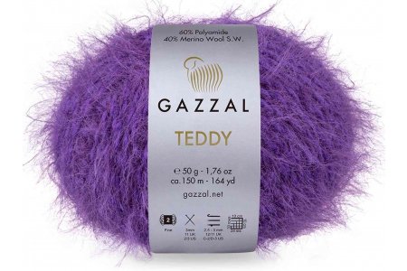 Пряжа Gazzal Teddy фиолетовый (6551), 40%мериносовая шерсть/60%полиамид, 150м, 50г