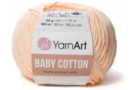 Пряжа YarnArt Baby cotton бледный персик (411), 50%хлопок/50%акрил, 165м, 50г