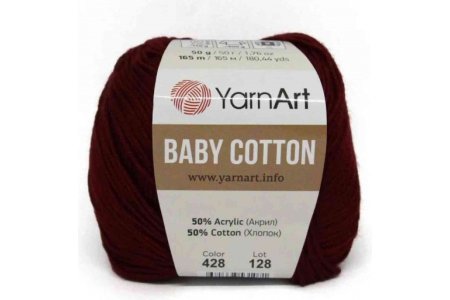 Пряжа YarnArt Baby cotton вишневый (428), 50%хлопок/50%акрил, 165м, 50г