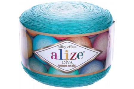 Пряжа Alize Diva ombre Batik мята (7370), 100%микрофибра, 875м, 250г