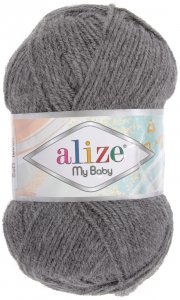 Пряжа Alize My baby угольный серый меланж (196), 100%акрил, 150м, 50г