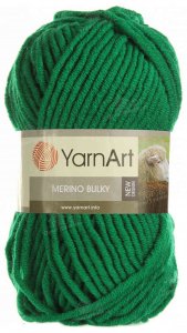 Пряжа Yarnart Merino Bulky яркая зелень (338), 70%акрил/30%шерсть, 100м, 100г