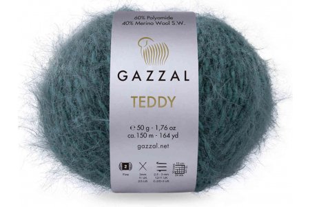 Пряжа Gazzal Teddy петрольный (6560), 40%мериносовая шерсть/60%полиамид, 150м, 50г