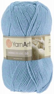 Пряжа Yarnart Merino De LUXE светло-голубой (3042), 50%шерсть/50%акрил, 280м, 100г