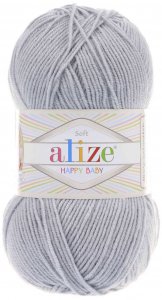 Пряжа Alize Happy baby светло-серый (402), 65%акрил/35%полиамид, 330м, 100г