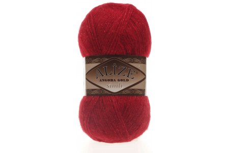 Пряжа Alize Angora Gold simli красный (106), 75%акрил/20%шерсть/5%метанит, 500м, 100г