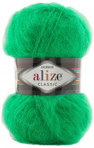 Пряжа Alize Mohair Classic зелёный (455), 24%шерсть/25%мохер/51%акрил, 200м, 100г