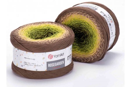 Пряжа YarnArt Rosegarden коричневый-телесный-оливковый-хаки (322), 100%хлопок, 1000м, 250г
