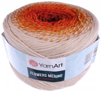 Пряжа Yarnart Flowers Merino бежевый-терракот (542), 25%шерсть/75%акрил, 590м, 225г