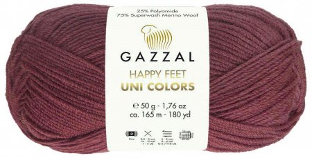 Пряжа Gazzal Happy feet Uni Colors брусника (3568), 75%мериносовая шерсть/25%полиамид, 165м, 50г