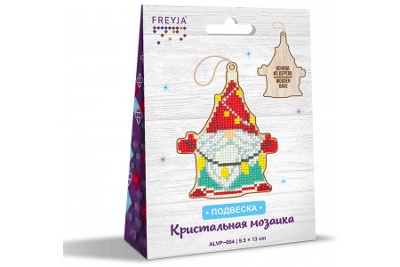 Мозаичная картина стразами ФРЕЯ Гномик с гирляндой, 13*9,5см