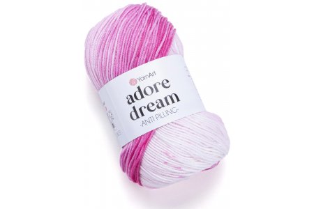 Пряжа Yarnart Adore dream белый-розовый (1062), 100%акрил, 280м, 100г