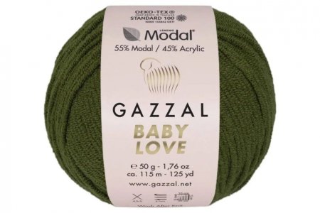 Пряжа Gazzal Baby Love болотный (1639), 55%модал/45%акрил, 115м, 50г