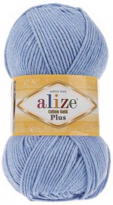 Пряжа Alize Cotton Gold plus голубой (40), 55%хлопок/45%акрил, 200м, 100г