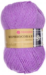 Пряжа Пехорка Мериносовая светлая фиалка (389), 50%шерсть мериноса/50%акрил, 200м, 100г